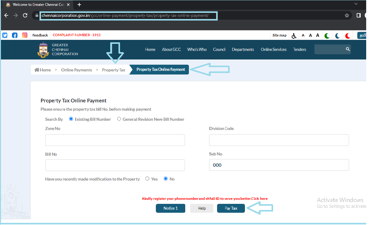 Chennai Property Tax Online Payment 202425, GCC Property Tax